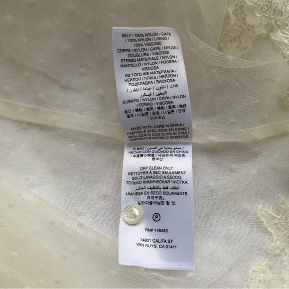 NWT Doen Lilith Lace Tulle Ruffle Collar Long Sleeve Mini Dress Crème de Lune - Picture 12 of 16